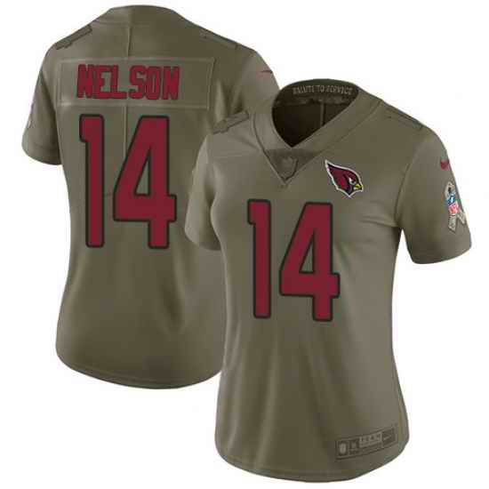 Womens Nike Cardinals #14 J J Nelson Olive  Stitched NFL Limited 2017 Salute to Service Jersey